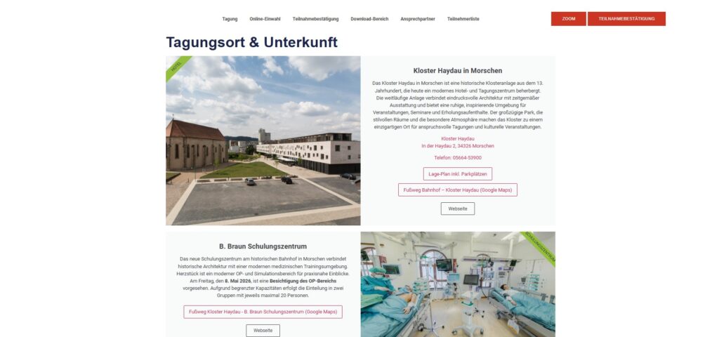 Veranstaltungswebseite für die Fortbildung im Kloster Haydau